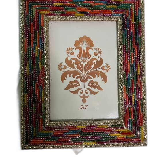 NWT Global Fusion "Fly by Night" Bohochic Colorful Beaded 5" x 7" Photo Frame - Picture 1 of 4